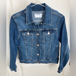 Old Navy Girls Classic Blue Denim Jacket - Light Stretch L 10-12Y